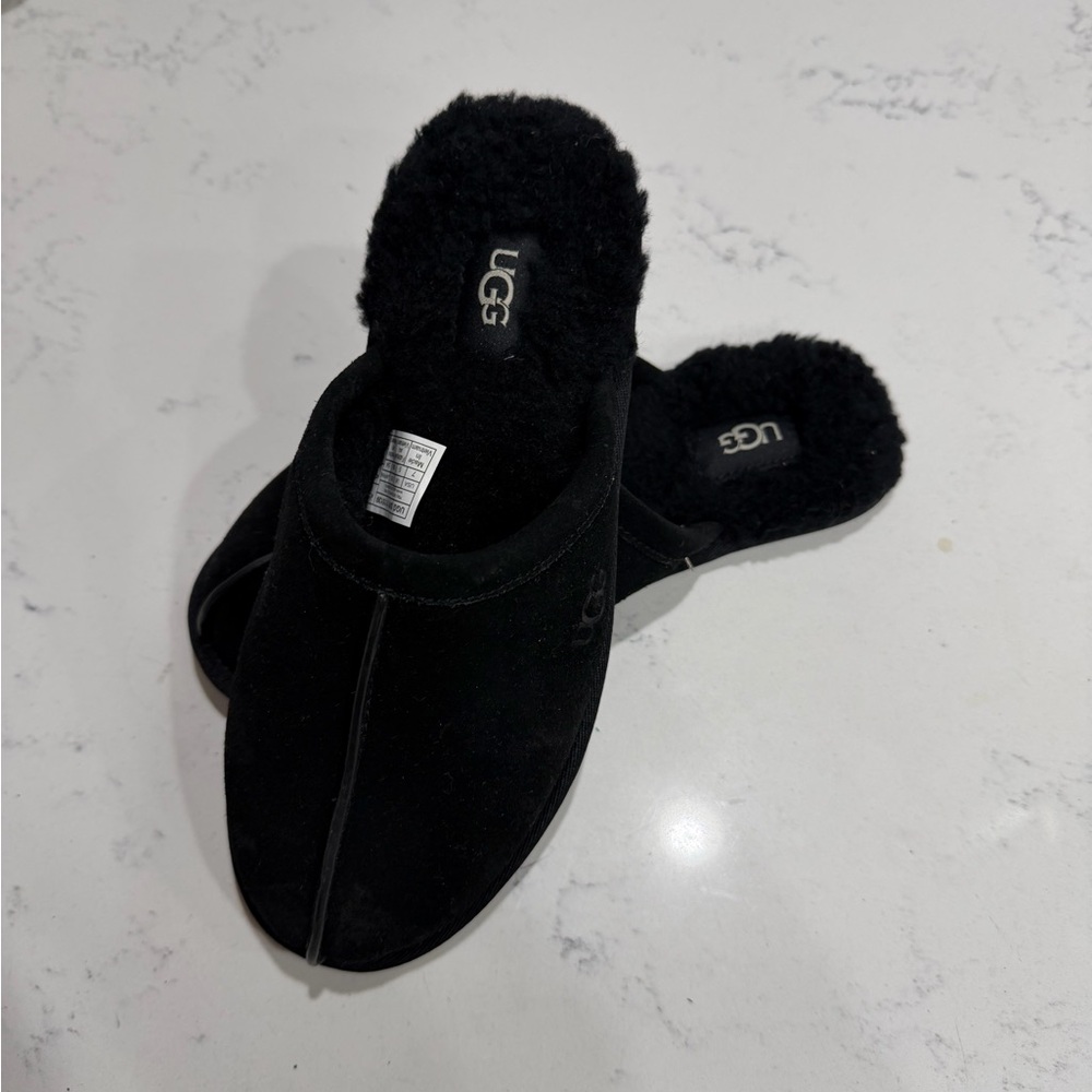 UGG Black Suede Slip-On Slippers - Picture 2 of 7